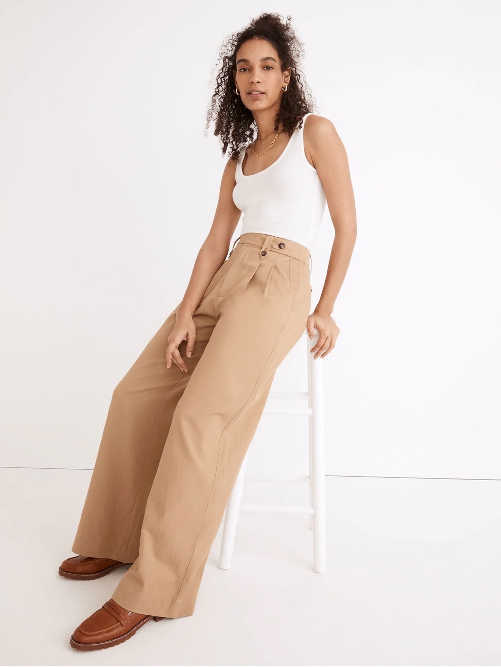 Madewell | Harlow Wide-Leg Chino Pants in Khaki ~ US 8